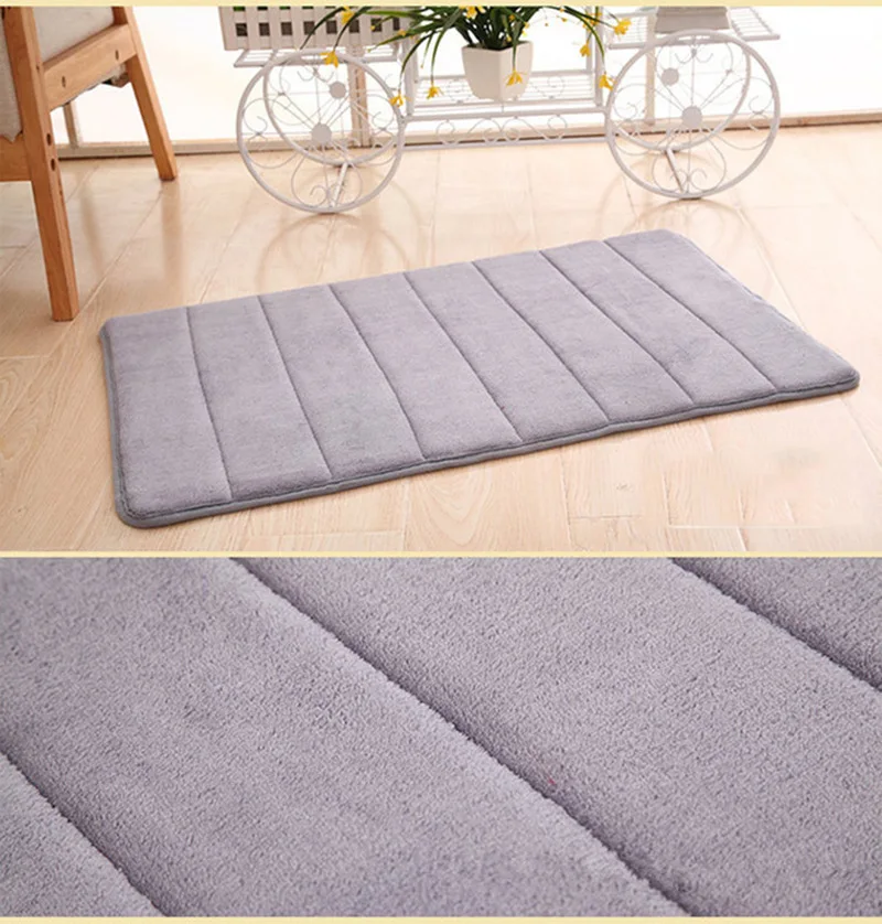 Konco 40*60cm Bath Mat Bathroom Carpet Rug coral fleece Memory Foam Bathroom Mat kitchen Door Floor tapis de bain - Цвет: Gray