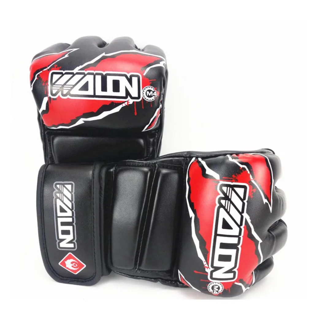 Wolon открытые пальцы женские/мужские Муай Тай боксерские ММА перчатки для