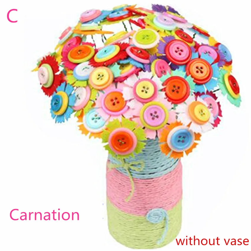 Carnation 40 шт. искусственный цветок 3D головоломка интеллект детский сад Кнопка Подсолнух букет ребенок DIY игрушки развивающие игрушки без вазы - Цвет: Carnation