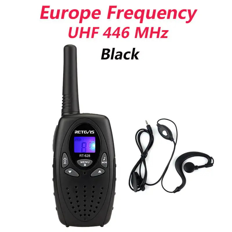 Black Europe 4 шт. детская рация RETEVIS RT628 0,5 Вт UHF PMR446 частота радиостанции+ 4 наушника A1026 - Цвет: Black Europe