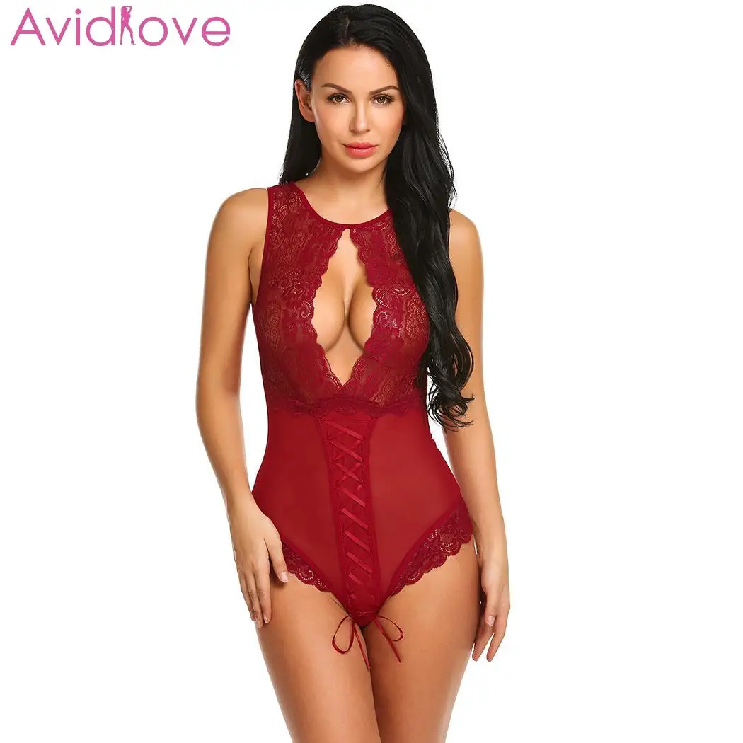 dark red Женское боди с чулками Avidlove, сексуальное нижнее белье, сексуальное, эротическое, кружевное, женское, Сетчатое, цельное, боди, ночное белье - Цвет: dark red