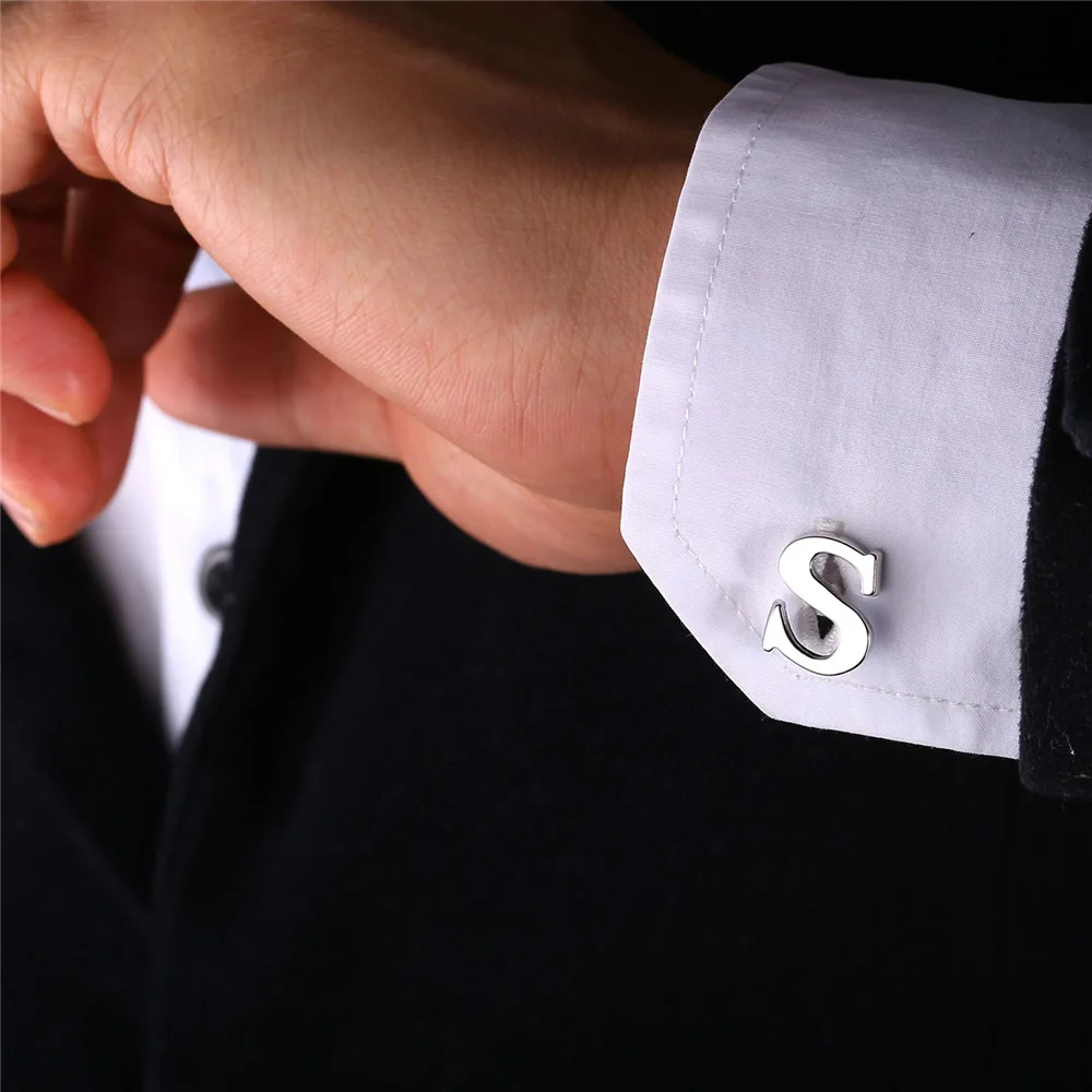 Роскошные запонки для Для мужчин Алфавит Буква S манжеты и пуговицы золотого
