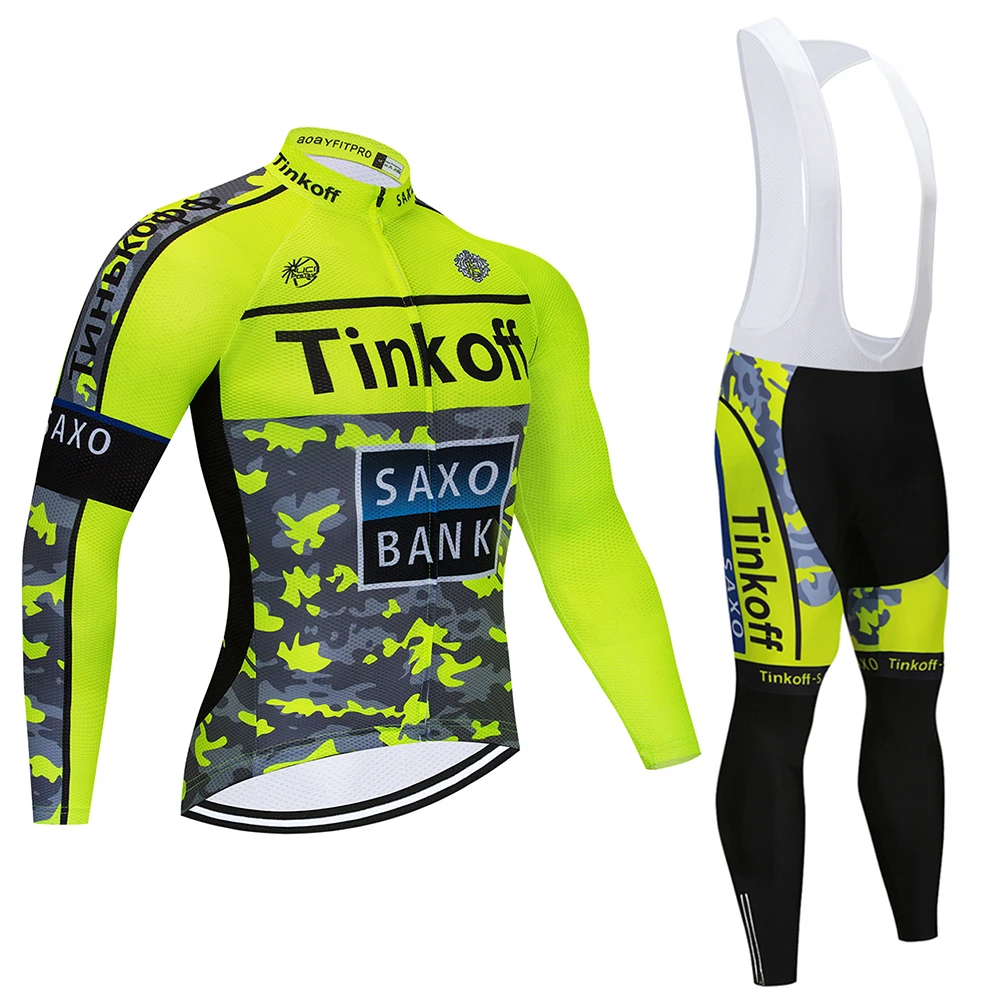 tinkoff Pro Team Велоспорт Джерси быстросохнущие с длинным рукавом Майки и велошорты наборы велосипедная одежда 7 видов цветов