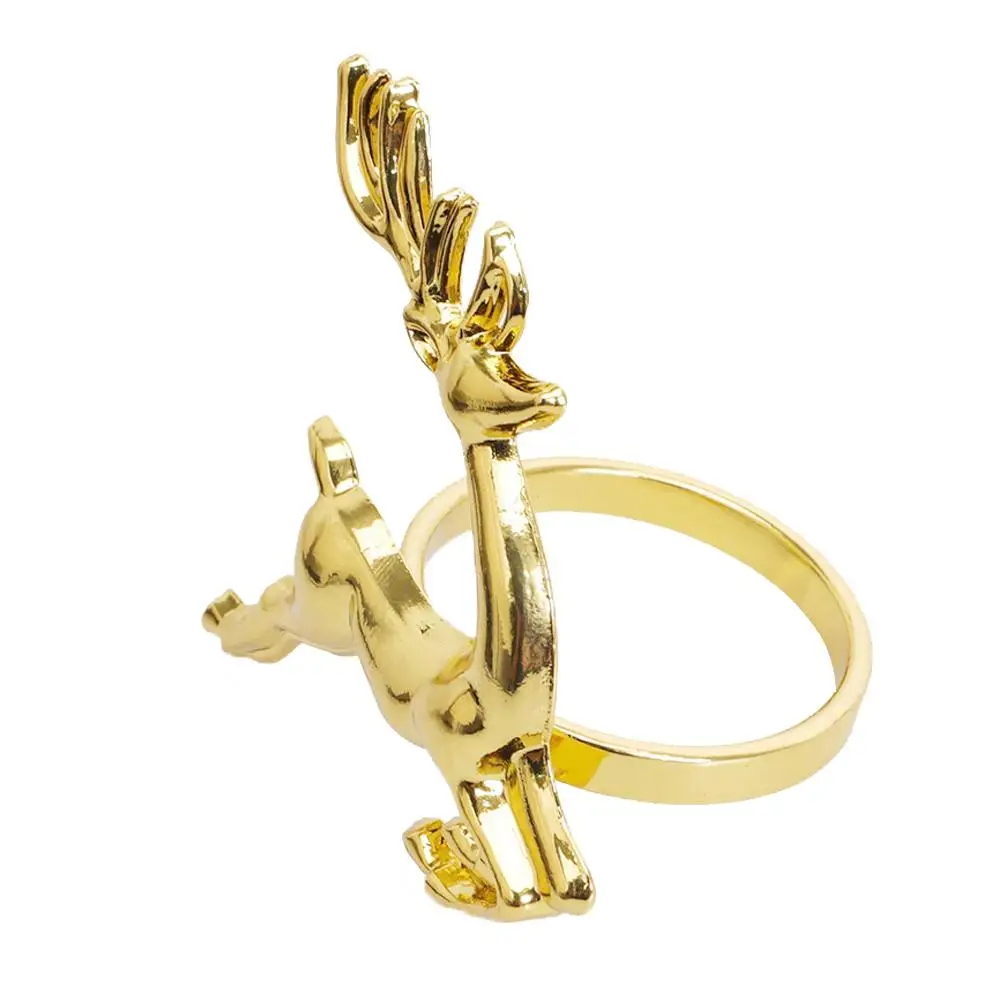 1PCS elk Gold 4/5/6/12 pcs кольца для салфеток Пластик смоляная салфеточница пряжки жемчужные Бумага бантики Держатель Круглое украшение для крестин вечерние Свадебная вечеринка поставки - Цвет: 1PCS elk Gold