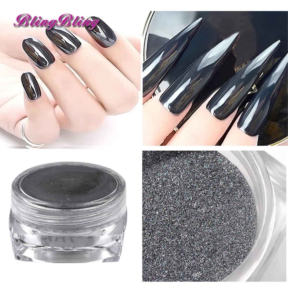 Blingbling 1 г черный зеркальный блеск порошок Ослепительная блестящие для дизайна