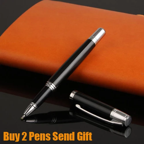 Bright Black Pen Брендовый металлический роллер, шариковая ручка, классический бизнес подарок, роскошная ручка для письма, купить 2 ручки, отправить подарок - Цвет: Bright Black Pen
