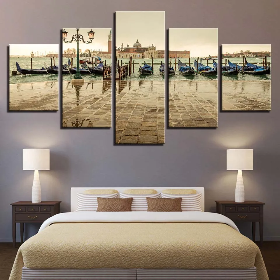 

Wall Art Canvas Painting HD Prints Home Decoration Boat For Bedside Background 5 Pieces House Modular Pictures Artwork Poster