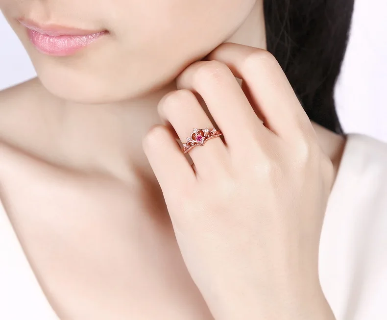 925 Sterling Silver Natural Red Tourmaline Crown Rings for Women Wedding Party Jewelry Gifts | Украшения и аксессуары