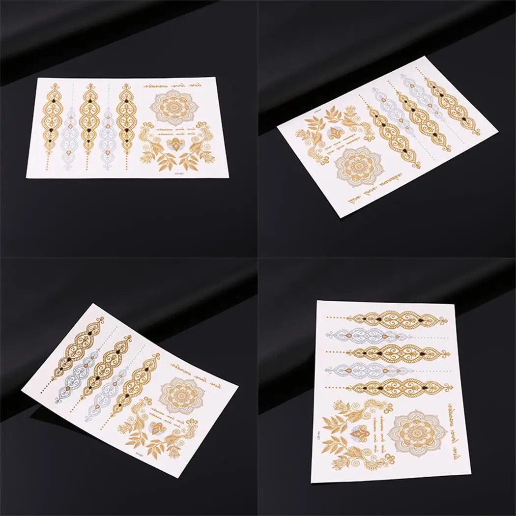 1 шт. Летний стиль мужской женский боди арт золотая металлическая татуировка