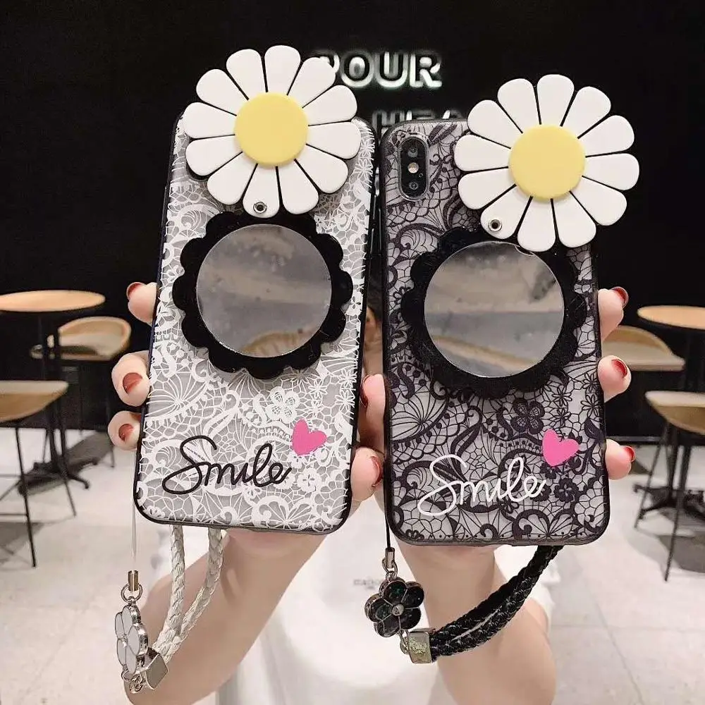 На заказ для samsung galaxy S10 Lite S9 S8 Plus S7 S6 Edge Note 9 8 5 4 3 Daisy Camellia цветочный зеркальный