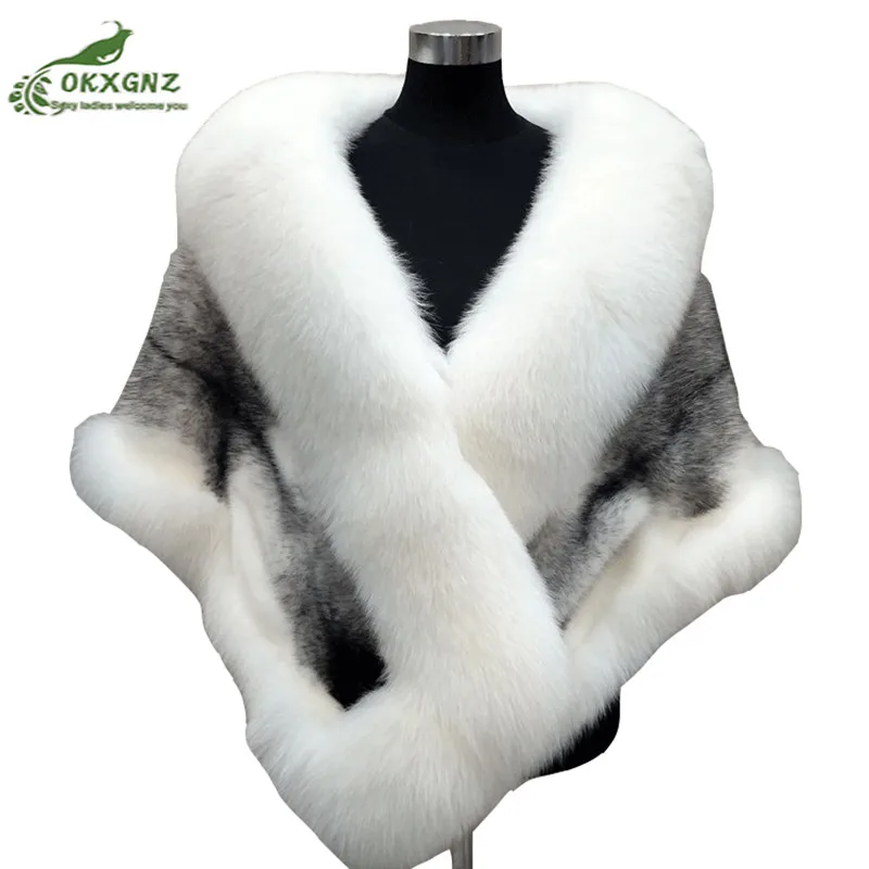 

High-quality fall and winter new imitation mink fur shawl ladies fox fur collar bridal wedding short cloak jacket OKXGNZ AF555