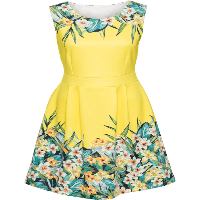 Женское платье без рукавов с цветочным принтом в стиле ретро облегающее до