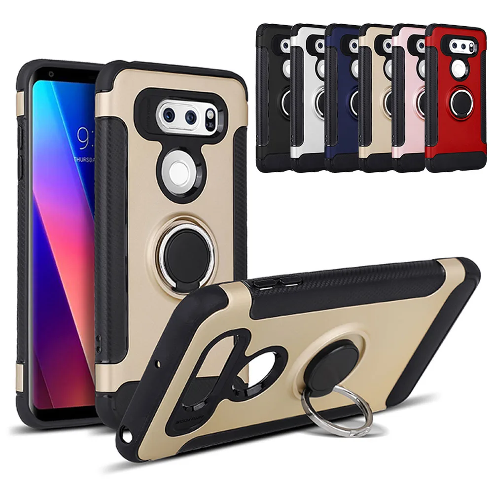 Armor Case For LG V30 V30+ With Ring Stand Car Holder Magnetic Suction Bracket Dual Layer Cover V30/V30 Plus/V30s ThinQ |