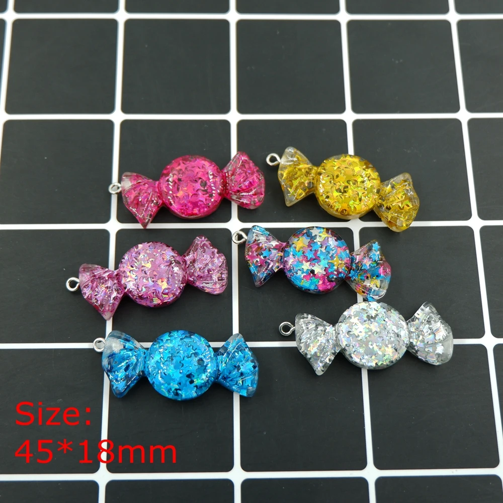 Подвески в виде конфет с блестками из смолы подвески для украшения ожерелья