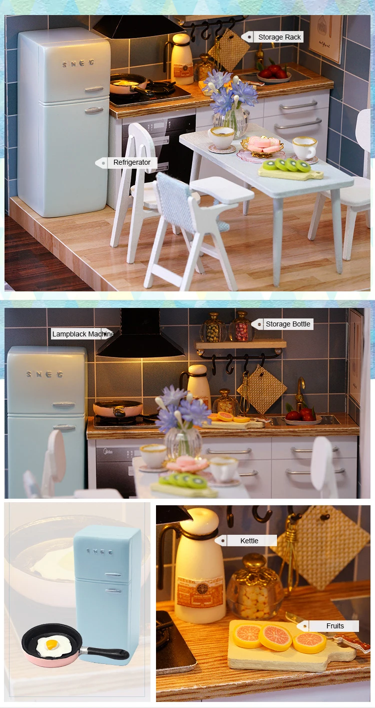 Сборный DIY игрушечный деревянный дом, деревянный миниатюрный кукольный домик, миниатюрные кукольные домики, игрушки с мебели, светодиодный светильник, подарок на день рождения