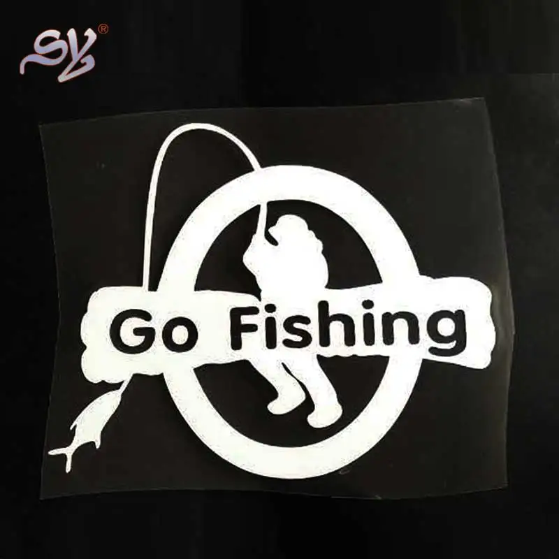 1PCS GO FISHING car stickers 14CM*12CM black white styling decal covers accessories windows motorcycles tank tail | Автомобили и