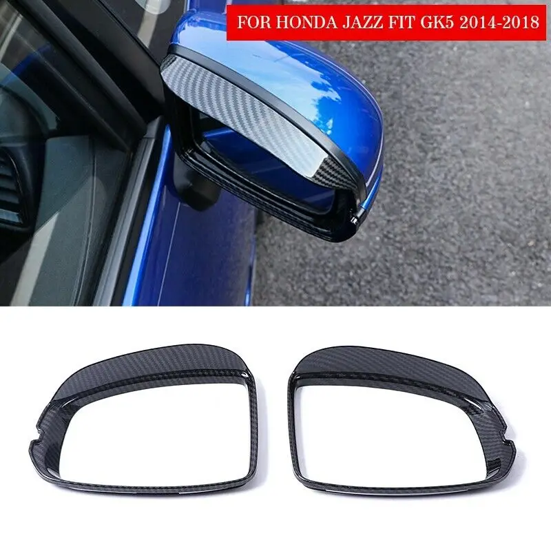 Новинка ABS углеродное волокно зеркало заднего вида дождевик Накладка для Honda Jazz Fit