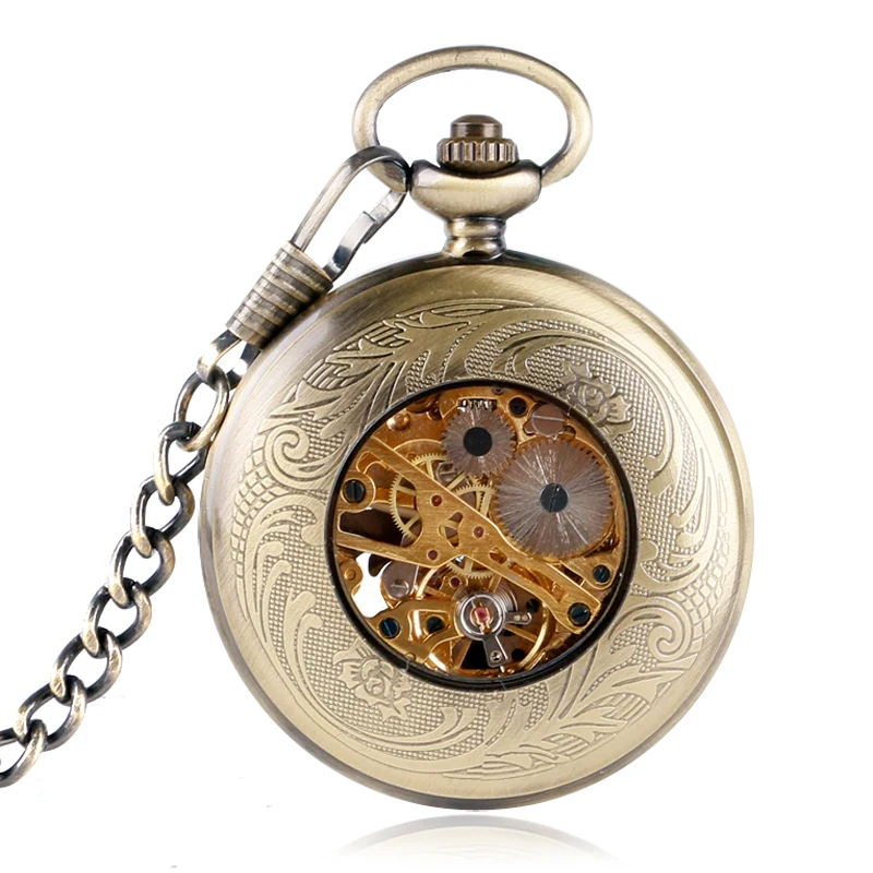 

Vintage Chinese Mascot Phoenix Style Pendant for Men Women Bronze Mechanical Pocket Watches Hand-winding Roman Numerals Gifts