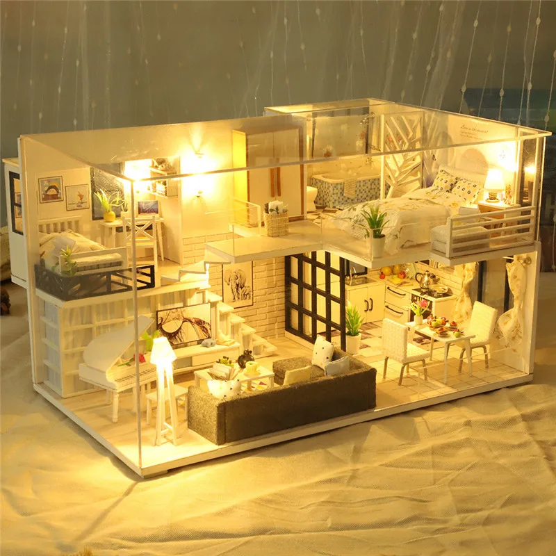 Креативный подарок 3D Деревянный DIY миниатюрный дом светодиодный дом DIY мини кукольный домик игрушки ручной работы кукольный дом подарок на день рождения