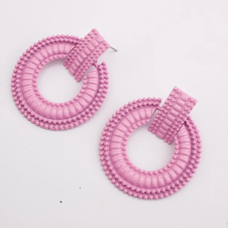 Геометрический круглые металлические серьги женский 2018 Краски эффект большие