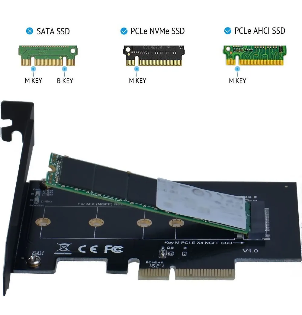 M.2 NVMe SSD NGFF к PCIE X4 адаптер M карта интерфейса поддержка PCI Express 3 0 2230 2280 Размер полная