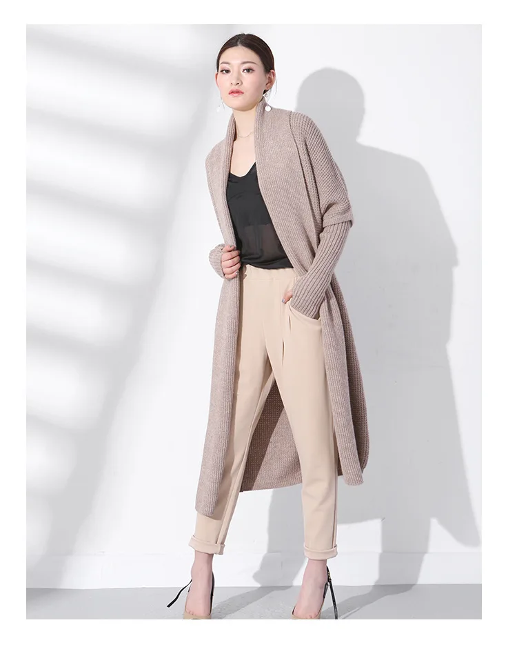 Spring new temperament commuter loose sweater cardigan female long solid color wild knitted loose coat 17065
