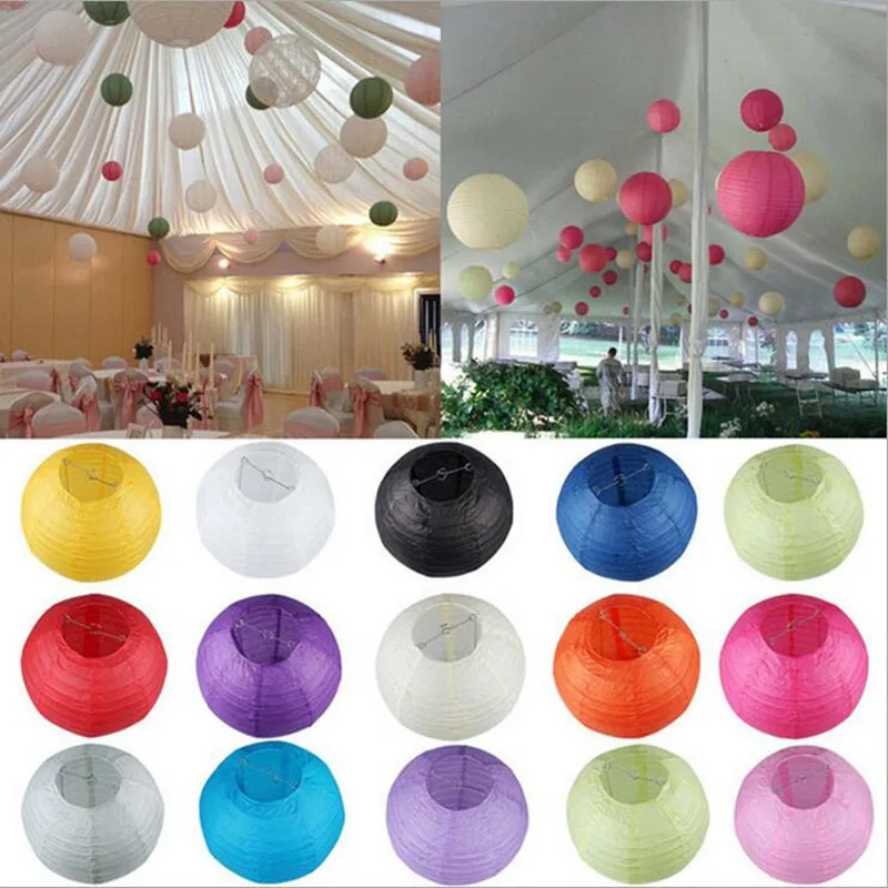 10 pcs/lot Colorful Chinese Paper Lanterns Lamp 6-8-10-12-14-16 inches for Wedding Party Baby shower Decoration Supplies | Дом и сад