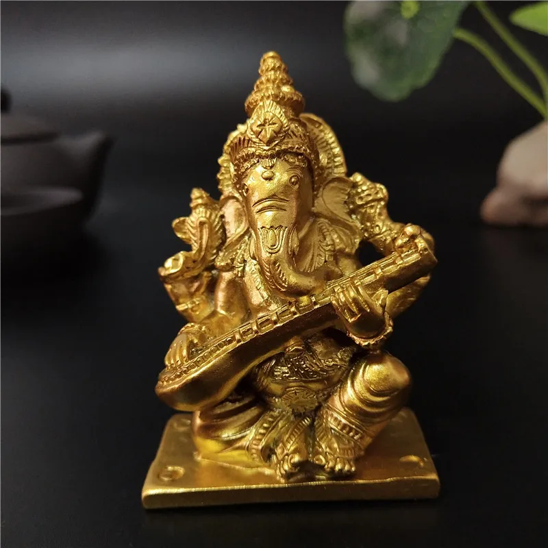 Статуя Будды Golden Lord Ganesha музыкальная статуя бога слона статуэтка Ганеша
