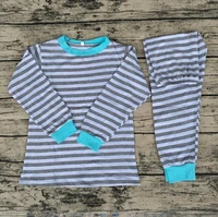fashion autumn winter children unisex new design gray stripe body long sleeve top long pants suits kids pajamas