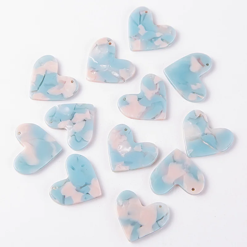 CSX-13 Heart Acetate Cabochon Gems For Native American Beaded Earring with a holes 23x20MM 30PCS/LOT am TAIDIAN - Цвет: CSX-13