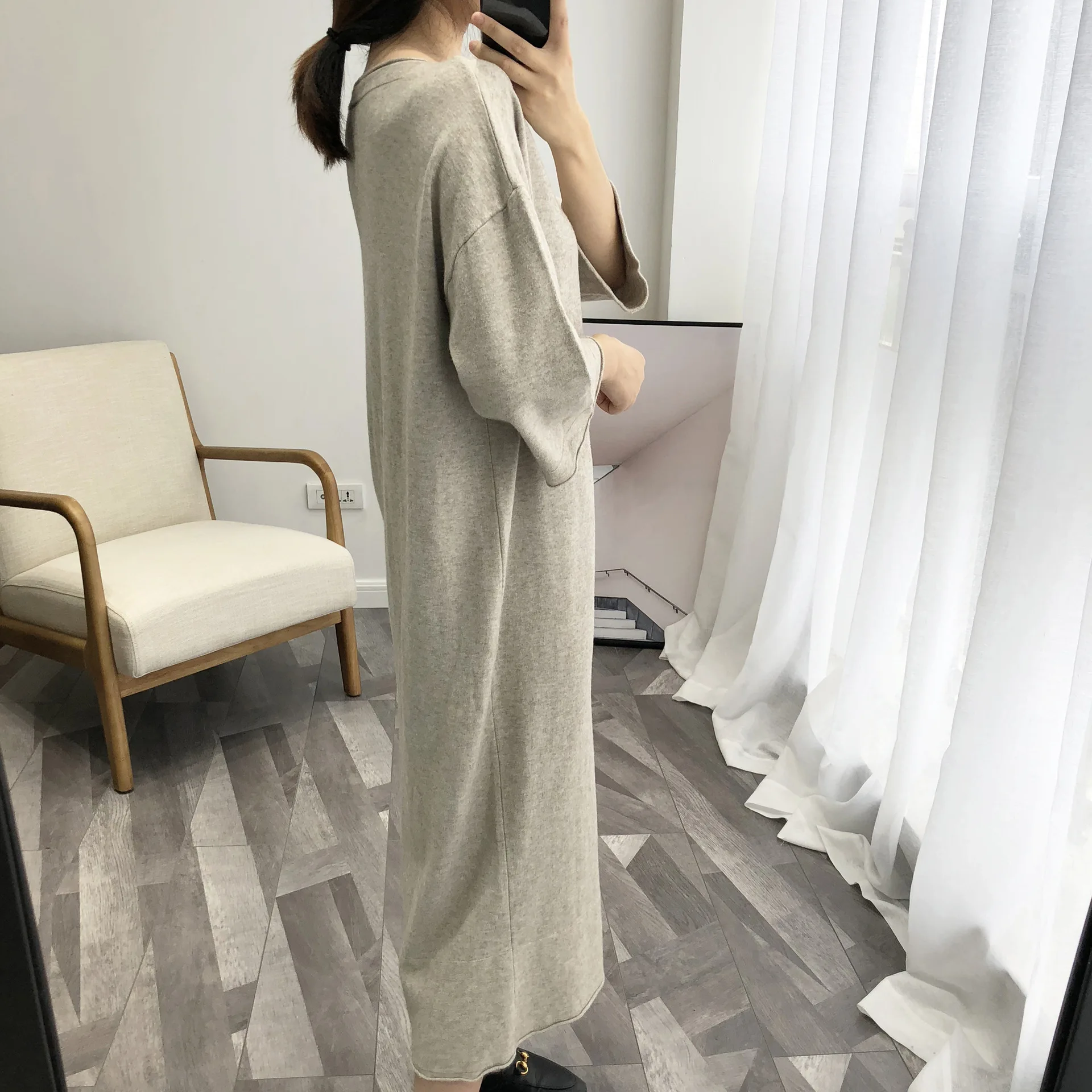 2019 Autumn O-Neck Women Sweater White Long Pullovers Knitting Loose Oversize Femme Tricot Pull | Женская одежда