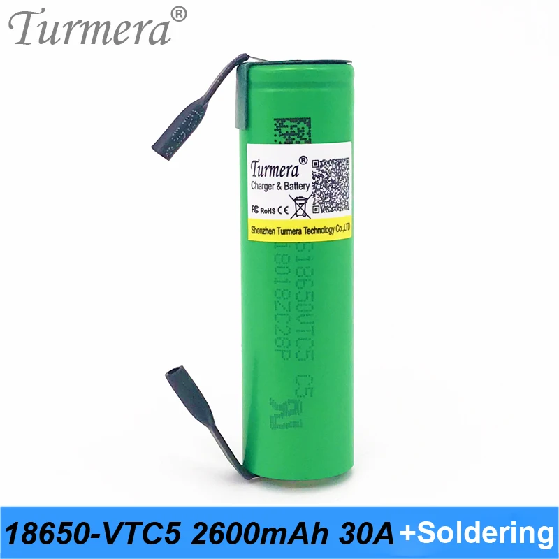 Литиевая аккумуляторная батарея 18650 vtc5 us18650vtc5 2600 мАч 30a для отвертки shura + полоски