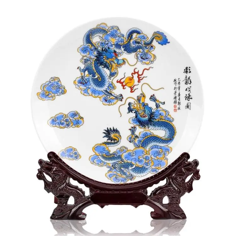 BEST business birthday present -TOP handicraft Vintage CHINESE dragon porcelain Decor art  plate limited edition Decoration