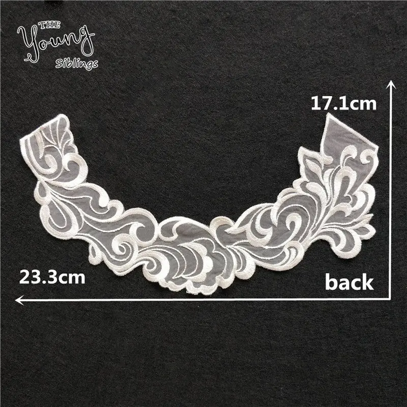 New White/Black Embroidery Venise Neckline Lace Collar Costume Dress Fine Applique Motif Dress Fabric DIY Sewing Accessories