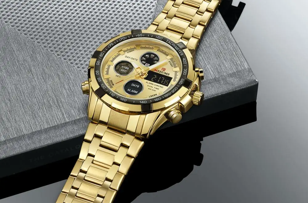 Часы мужские кварцевые в стальной полосе многофункциональные деловые