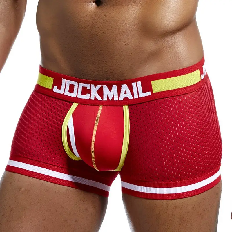 JOCKMAIL брендовые новые сексуальные сетчатые u-образные Боксеры Мужское нижнее белье сексуальные подштанники Cueca хлопковые трусы боксеры боксерские шорты для геев мужские трусы - Цвет: D
