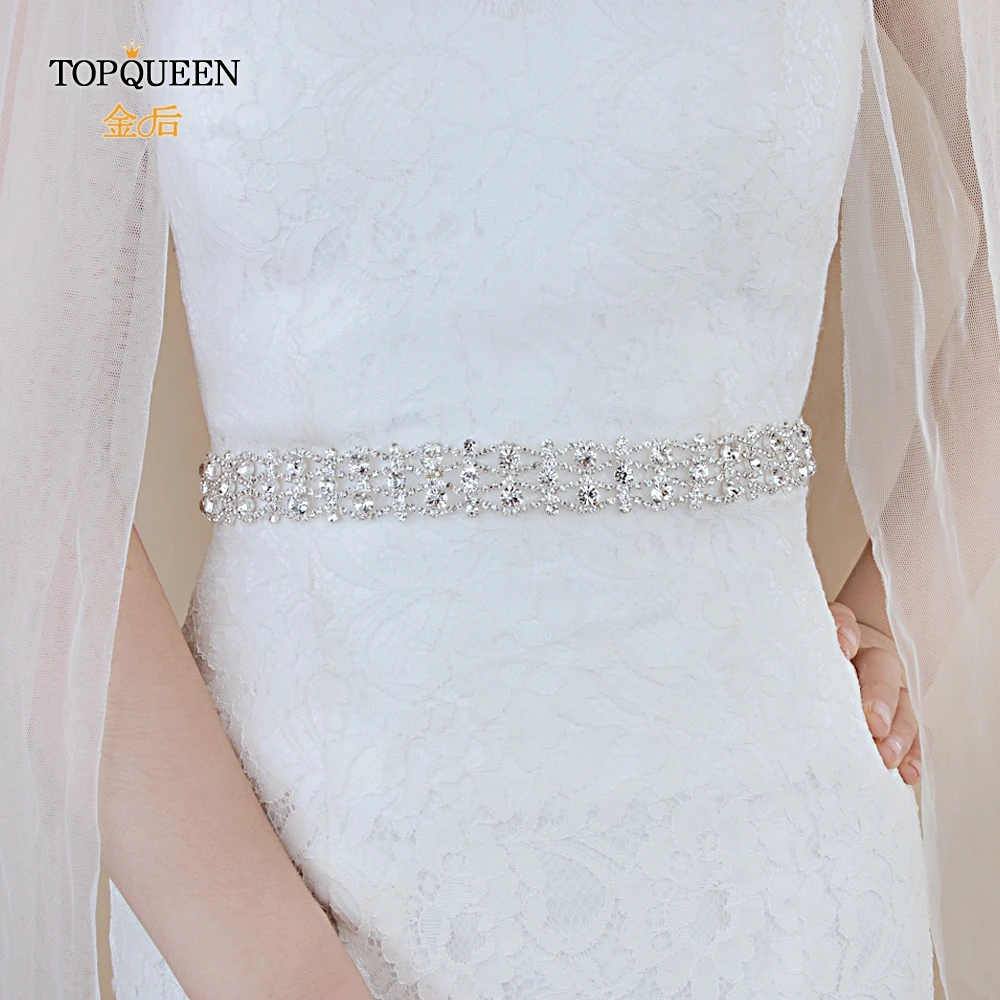 TOPQUEEN S414 Свадебные ремни золотого, серебряного цвета свадьбное платье со стразами пояс ручной работы с поясом, пояс украшен пришивными крупными стразами формальная Свадебная лента поясом