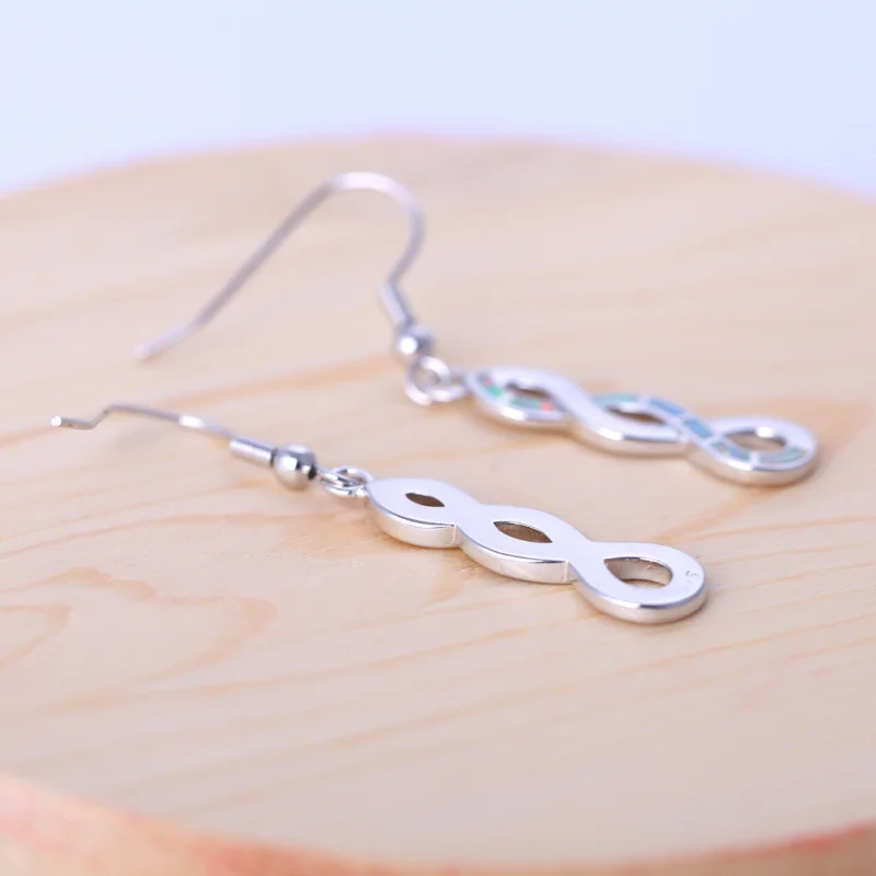 ROLILASON 2017 новые волнистые Висячие серьги для женщин подарок Белый огненный опал