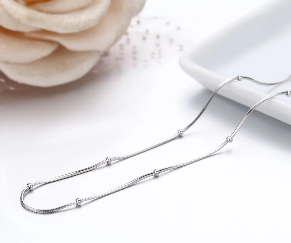 Тонкий стерлингового серебра 925 Змея Бусины цепи Колье Для женщин Обувь для
