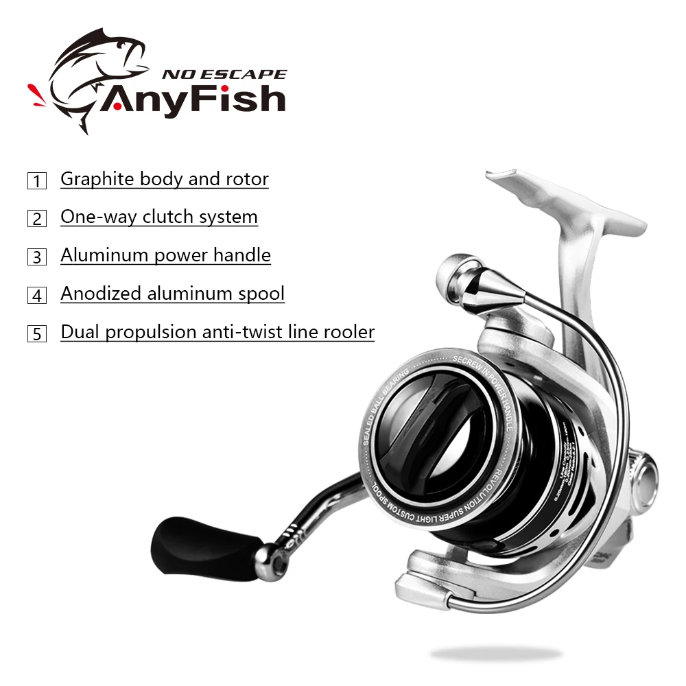 Рыболовная катушка Anyfish COMPAQ для спиннинга редукция 1000/2000/3000/4000 максимальное