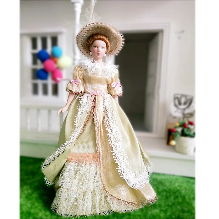 G05-X5134 детский подарок игрушка 1:12 кукольный домик миниатюрная мебель аксессуары Керамическая кукла шляпа леди 1 шт