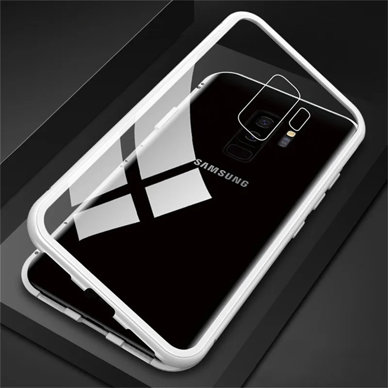 Защитный чехол для Samsung S10 металлический корпус из закаленного стекла с магнитной