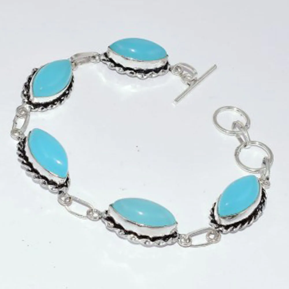

Chalcedony Bracelet Silver Overlay over Copper, 23cm , B2920