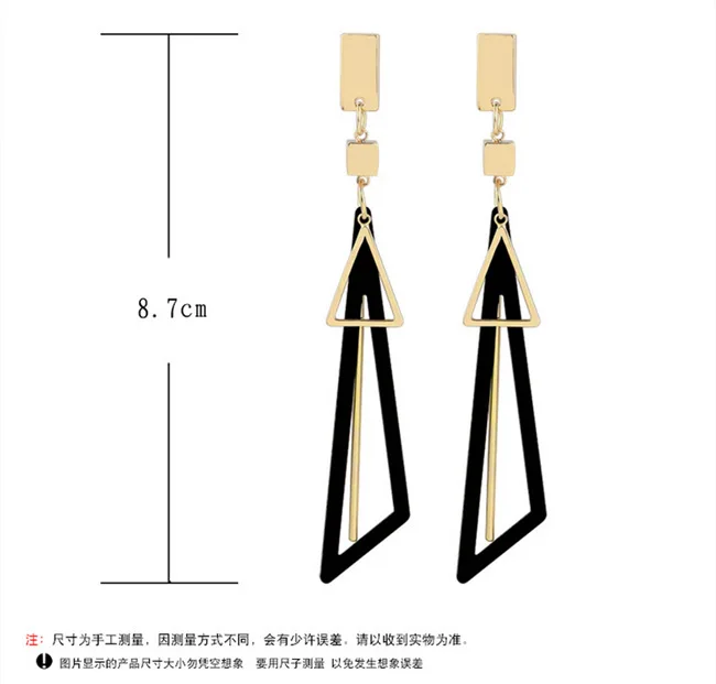 

Korean Creative Fashion Long Geometric Triangle Tassel Earrings For Women's Fine Gift Exaggerated Dangle Earring