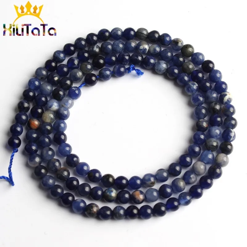Blue sodalite 2-3 мм натуральный камень Агаты лабрадоритовый кварц Амазонит хрустальные бусины Круглые свободные бусины для самостоятельного изготовления ювелирных изделий Браслеты - Цвет: Blue sodalite