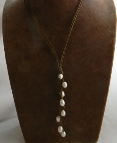 

Hot sale new Style >>>20'' Handmade White Rice Freshwater Pearl Pendant Necklace
