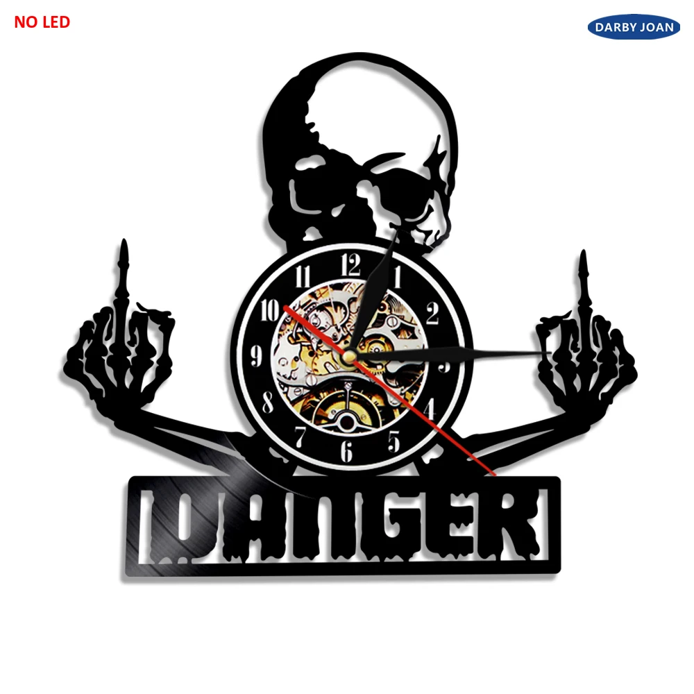 Средний палец череп светодиодный светильник ing настенные часы с демоном
