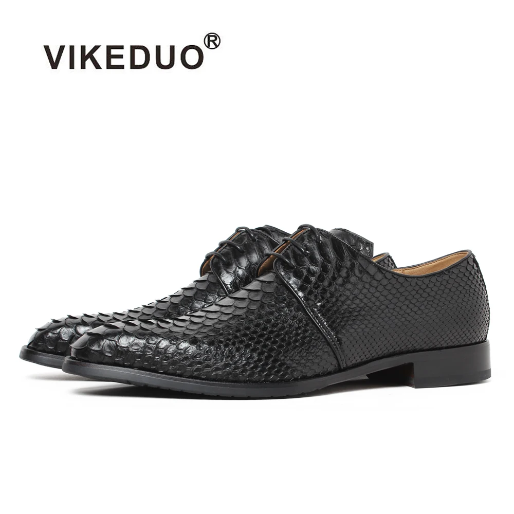 

Vikeduo Handmade Snakeskin Vintage Retro Custom Fashion Luxury Wedding Party Original Design Genuine Leather Mens Derby Shoes
