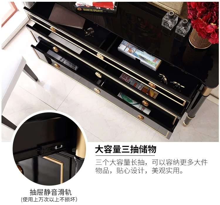 135cm(53") Black& Gold Console Cabinet / 19th Century French Classical Design