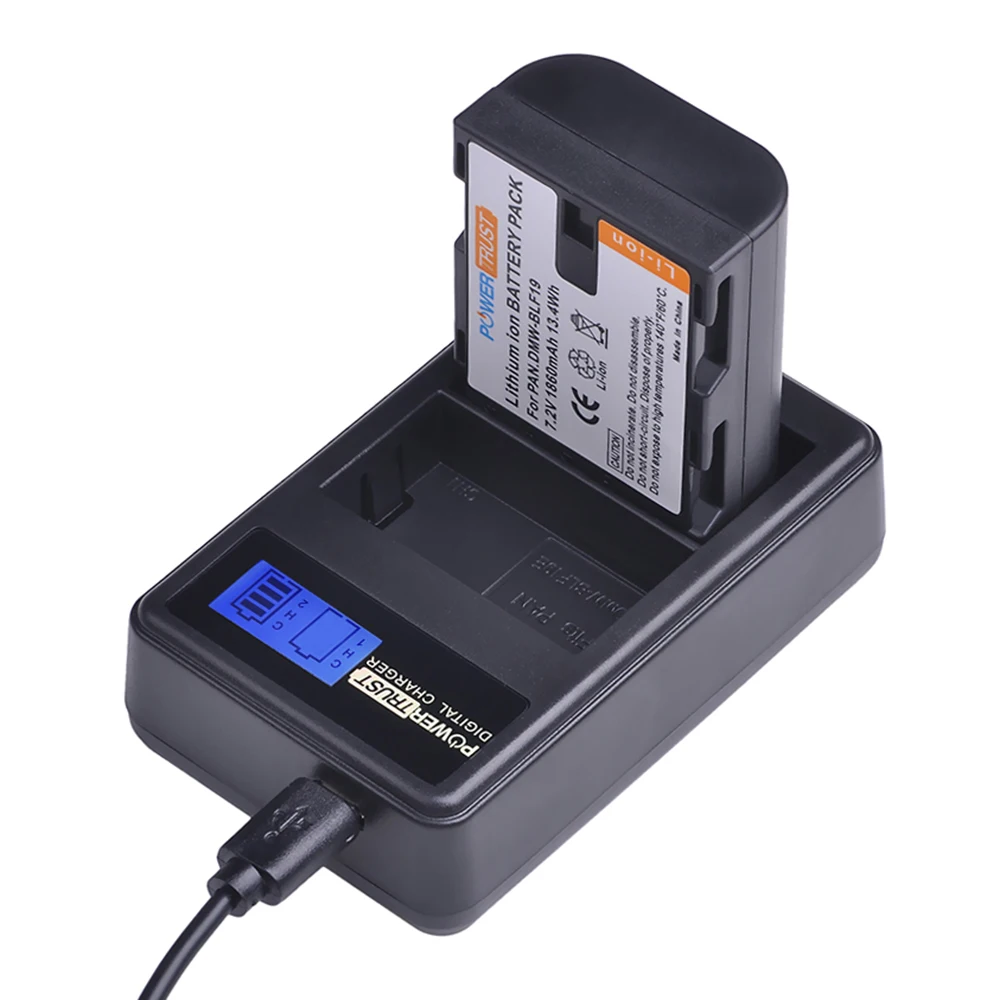 2 шт. 1860 мАч DMW BLF19E BLF19 камера батарея + ЖК дисплей двойной USB зарядное устройство